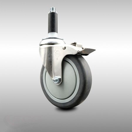 Service Caster 5 Inch 316SS Thermoplastic Rubber Swivel 7/8 Inch Stem Caster Lock Brake SCC SCC-SS316TTLEX20S514-TPRB-78